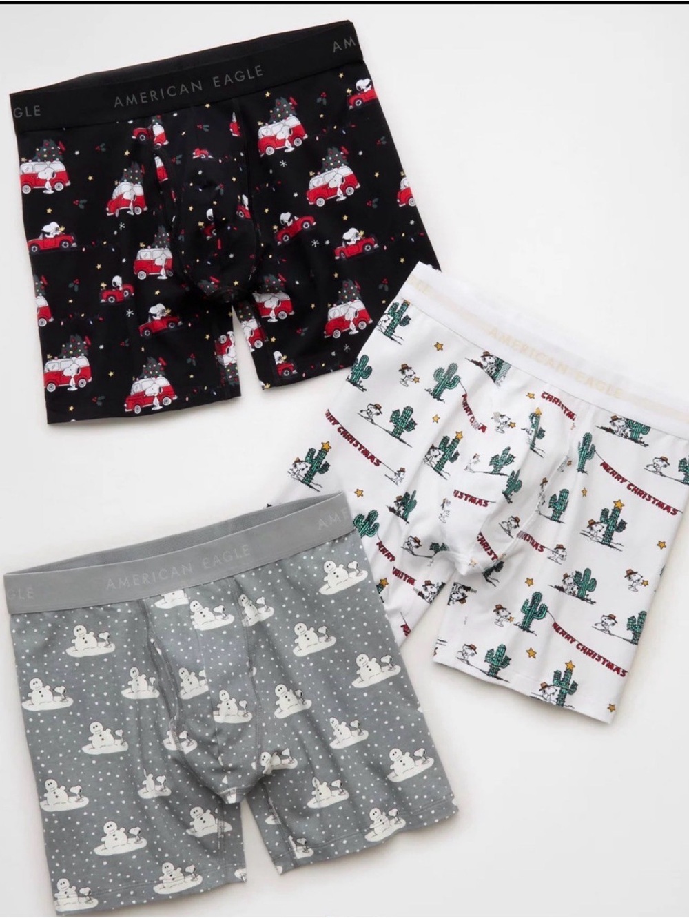 American Eagle AEO Men's Snoopy 6" Classic Boxer Brief 3-Pack size XS